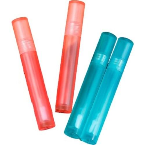 Frost Round Empty Cosmetic Container Plastic Matte Red/Green Refillable Packaging Bottle 5ml Lip Gloss Tube With Wand 50/100pcs