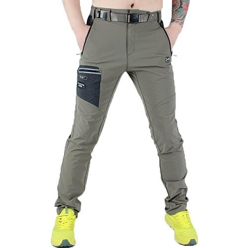 Men outdoor Elastic thin breathable waterproof quick-dry hiking fishing pants men`s spring summer Camping Trekking Pants