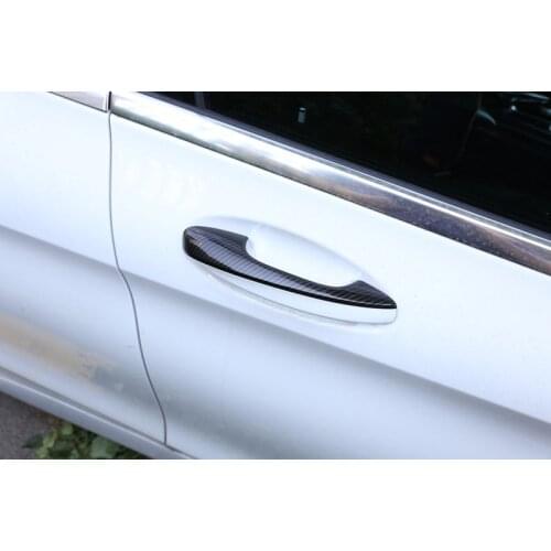 Carbon Look Car Door Handle Cover Trim Stickers for Mercedes Benz C Class W205 GLC X253 E Class W213 Auto ABS Chrome