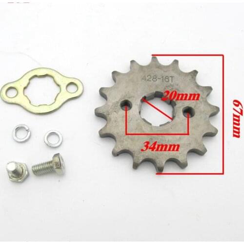 Motorcycle Front Sprocket Cog 16T 428 Chain Pit Pro/Trail/Dirt bike ATV Quad Center Hole 20mm