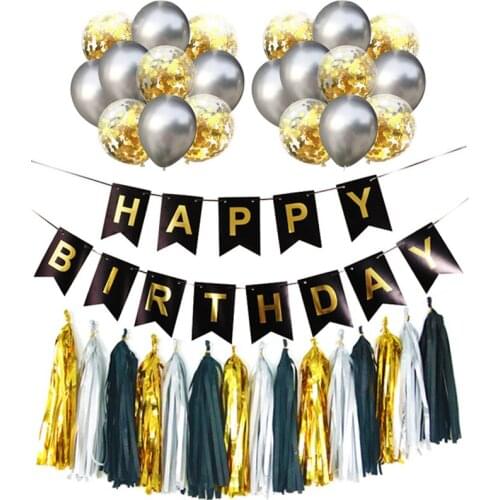 Happy Birthday Party Banner Balloon Tissue Tassel Decoration