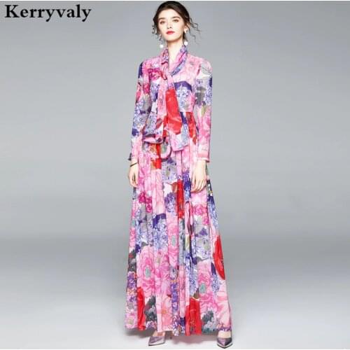 Bohemian Holiday Chiffon Printed Summer Maxi Beach Dress vestidos za verano 2021 Long Sleeved Lining Dress with Silk Scarf K9228