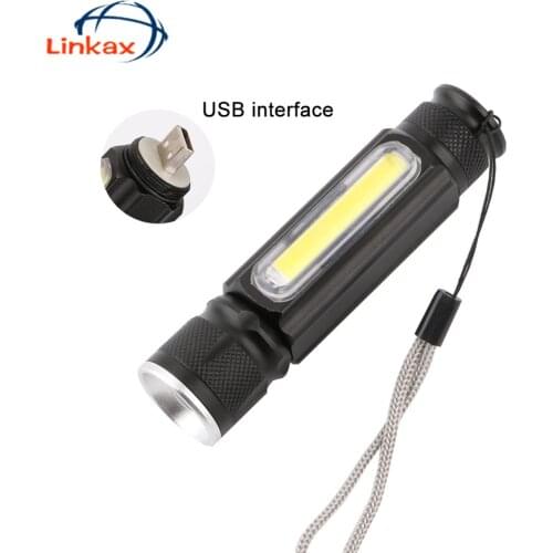 T6 COB LED Magnet USB Flashlight Powerful 5000lm with XM-L T6 Torch Rechargeable Inside Battery Waterproof Flash Light Lamp