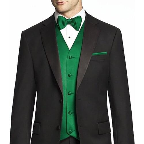 Trajes De Novio Green Tuxedo Vest Bespoke Black Suits With Dark Green Tuxedo Vests,Tailor Made Wedding Suits For Men