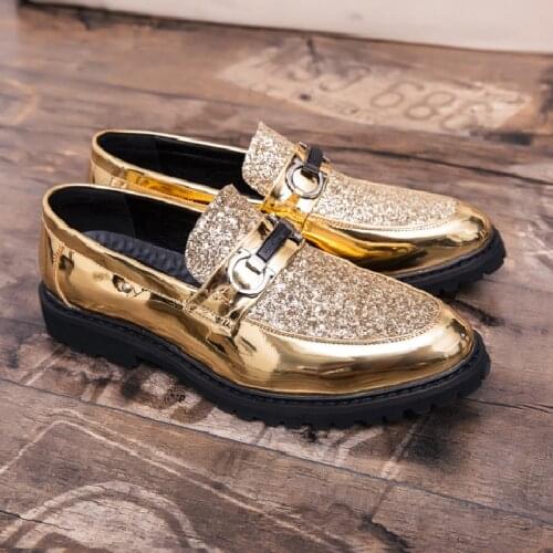 2019 spring and autumn authentic top simple classic high quality comfortable glitter shoes men loafers black height increasing