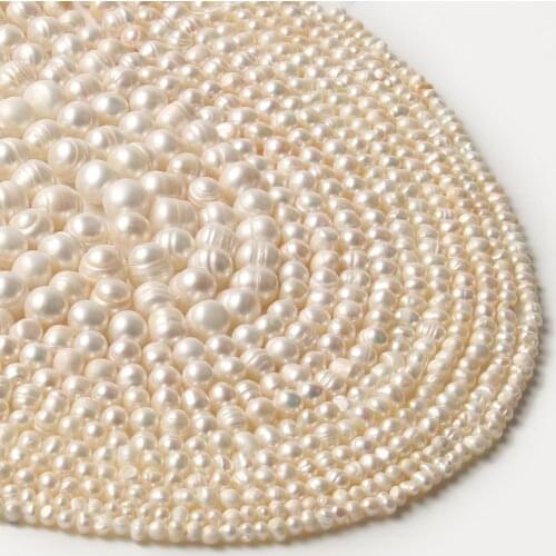 3/4/5/6/7/8/6/10/11mm White Round Freshwater Pearl Loose Natural Stone Beads For Women DIY Jewelry Making Necklace Bracelet 15"