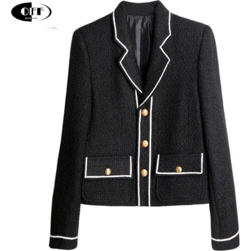 Celebrity Luxury Black Suit Jacket Autumn Winter Womens Elegant Blazers Fashion Designer Long Sleeve Outwear Lady Coat Female Z