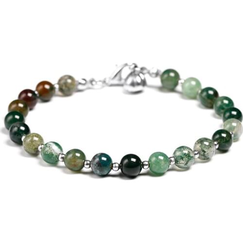 6MM Natural Moss agatee Bracelet Purple Quartz Beads Bangle Handmade Women Chain Simple Trendy Lady Jewelry Gift