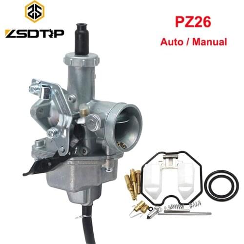 ZSDTRP PZ26 Keihin Carburetor 26mm Carburetor CG125CC CG140 CG150CC Carburetor Auto/Cable Choke Carbs with Repair Kit