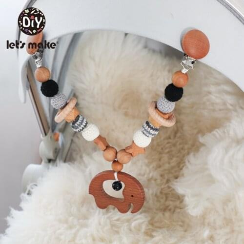 LetS Make 1pc Oil Play Gym Stroller Toys Baby Prom Wooden Teether Beech Wood Star Bell Pacifier Clip Crochet Beads Baby Teether