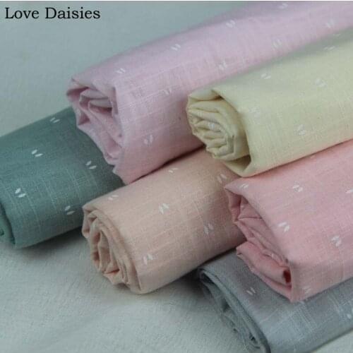 100% Cotton Slub GRAY LIGHT PINK YELLOW Small Printing Thin Fabric for Summer DIY top dress shirt blouse home clothes handwork
