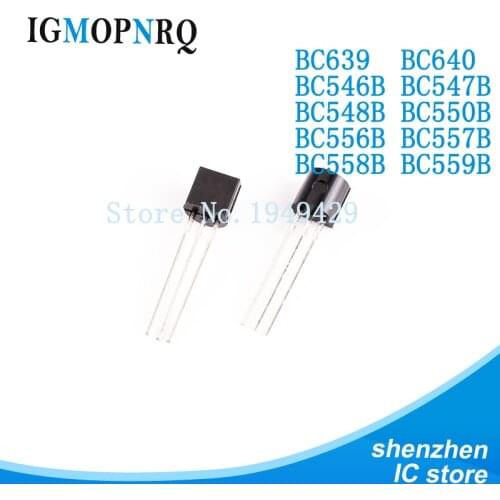 100pcs BC639 BC640 BC546B BC547B BC548B BC550B BC556B BC557B BC558B BC559B in-line triode transistor TO-92 0.1A