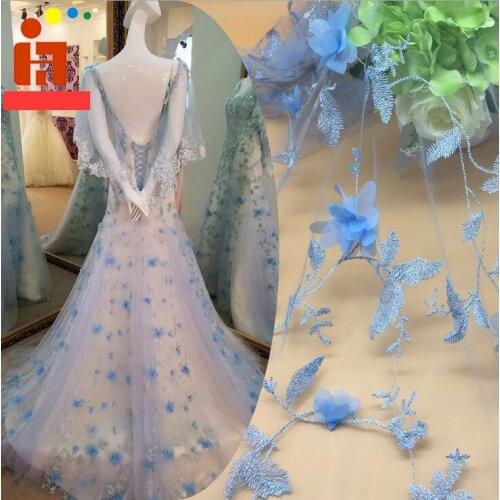2 Meters 2017 New African 3D Flower Lace Fabric Lovely Fairy Floral French Tulle Lace Fabric for Woman party