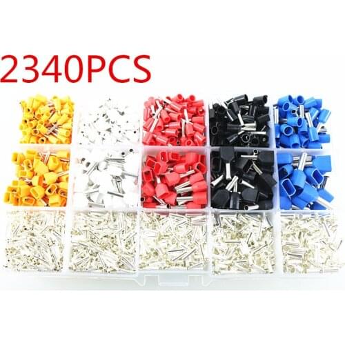 2340pcs/lot mixed 15 models Dual Bootlace Ferrule Kit Electrical Crimp Crimper cord wire end terminal block