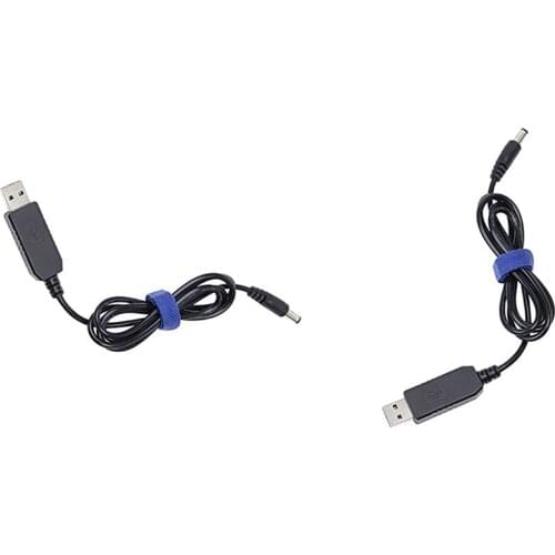 2x USB to DC Convert Cable 5V to 9V/5V Voltage Step-Up Cable 5.5X2.1mm DC Male 1M New