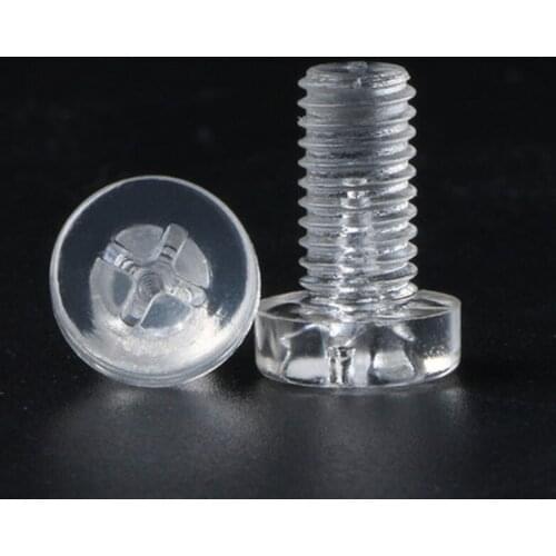 30pcs M3 Transparent plastic screw Cross flat round head screws Phillips Acrylic insulated bolt Pan heads bolts 3mm-15mm Length