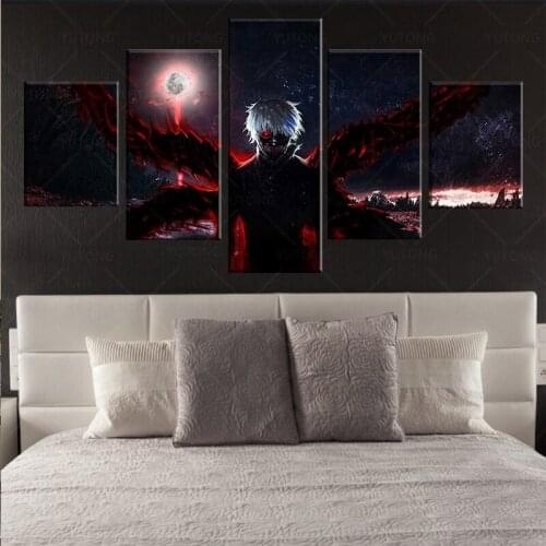 5 Panel Tokyo Ghoul Kanekiken Anime HD Print Canvas Paintings Home Decor Wall Art Modular Pictures Modern Classic Posters Frame