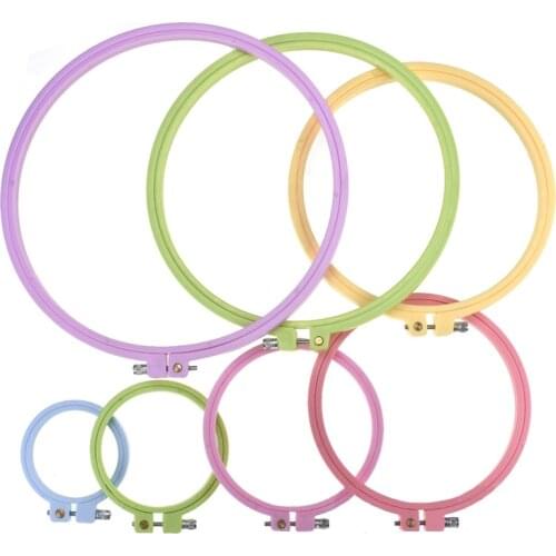 5Pcs/Set Round Plastic Embroidery Hoops Frame Set Ring DIY Cross Stitch Hoops Needlework Sewing Supply Accessories Random Colors