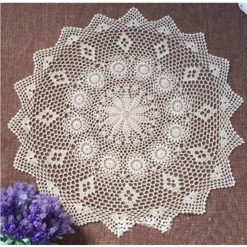 75CM 100% Cotton Beige/White Handmade crochet Doilies dish mats hot Pads Round table cloth ambry Mat bowls mat