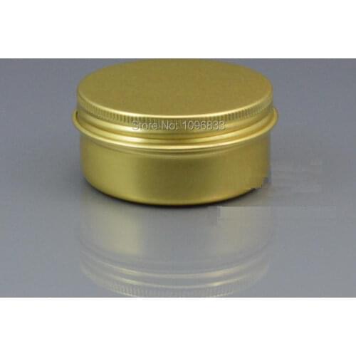50g Gold Color Aluminum Cream Jar, 50ml Golden Aluminum Jars, Empty Tin Container, Cosmetic Packing Metal Box,50pcs/lot