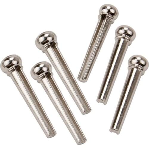 Acoustic Guitar Bridge String Nail Pins silver Pack of 6