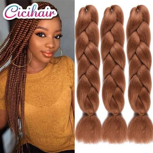 Cicihair 24Inch Braiding Hair Pre Stretched Jumbo Braid Hair Ombre Synthetic Hair Extensions For Braids 100G/Pack