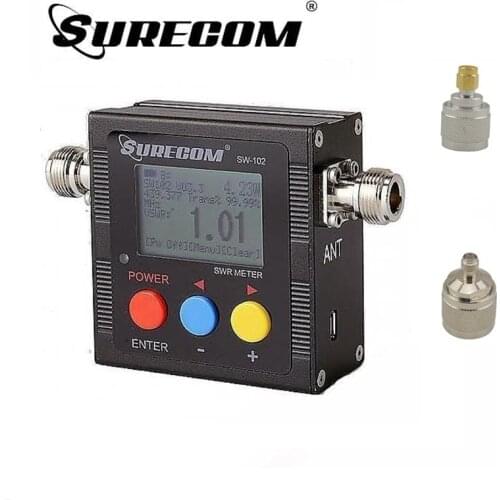 SureCom SW-102 Digital Power Tester SWR Meter Frequency Counter & 2 RF Adapter Cover 125MHz~520MHz for Ham Transceiver Scanner