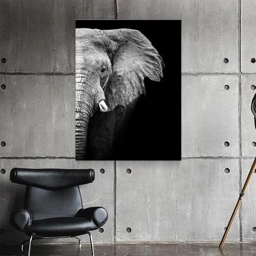Home Decor Black White Elephant Canvas Painting Modern Cool Printed Animal Picture Modular Poster For Living Room Wall Art Frame