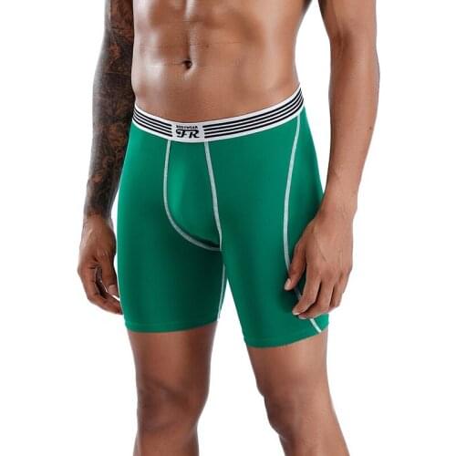 Long Boxer Shorts Seamless Sports Gym Fitness Underpants Workout Jogging Casual Shorts Underwear Elastic Quick Dry Beachwear