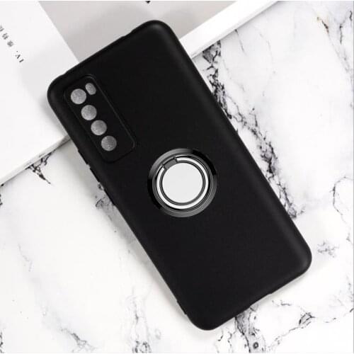 For Huawei nova 7 5G 6.53" JEF-AN00 JEF-NX9 Back Ring Holder Bracket Phone Case Cover TPU Soft Silicone Bumper Anti Drop Shell