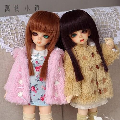 Hot New 1/4 1/6 BJD MSD YOSD Doll Clothes Lotita Lovely Pink/brown Wool Cap Coat/Outfit
