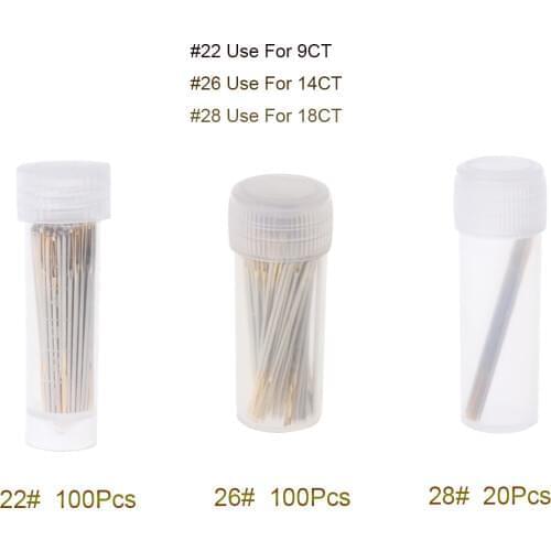 100PCS Golden Tail Embroidery Fabric Cloth Cross Stitch Needles Craft Tool Size 22# 26# #28