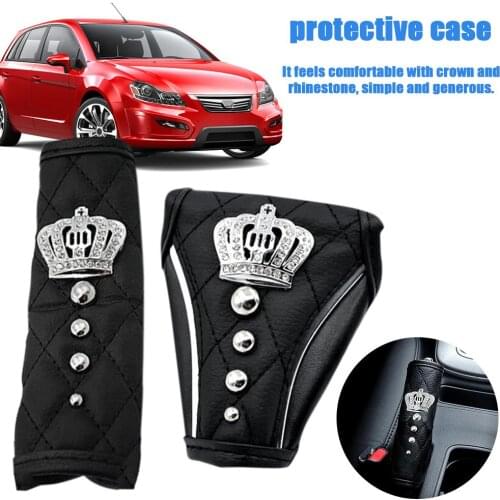 Hand Brake Set Leather Hand Brake Cover Protective Sleeve For Honda / Accord / Civic 8 Anti-Skid Auto Parking Brake