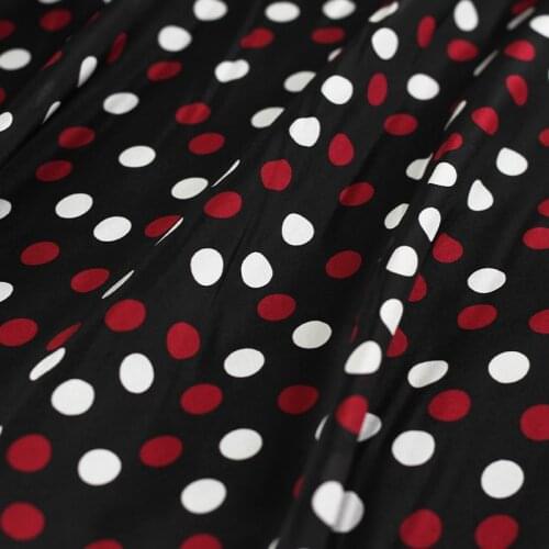 Red Raspberry 9momme Black Colourful Dots Printed Silk Chiffon Fabrics Material Summer Women Dress DIY Sewing Cloth Freeshipping