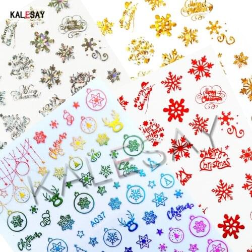 Colorful Elk Merry Christmas Nail Sticker Decoration Santa Claus Nail Art Decal Red Gold Silver Nail Art Sticker Design Manicure