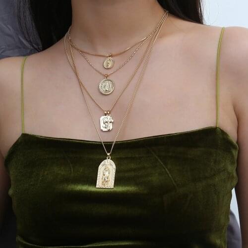 Fashion Multiple Layers Cross vintage Necklaces For Women Charm Gold Color Chokers Necklace Boho Collares Female Party Jewelry