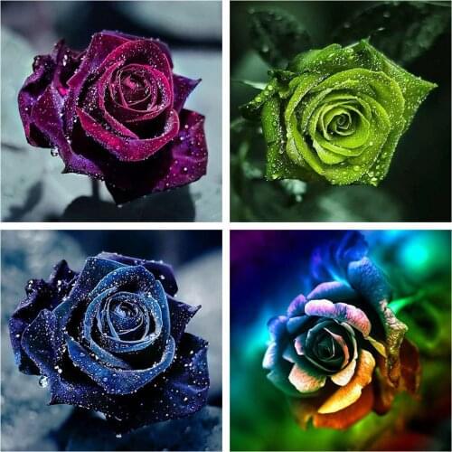 5D Diamond Painting Kits Full Round Square with AB Drills Embroidery Waterdrop Rose Picture Mosaic Home Decor Art Christmas Gift