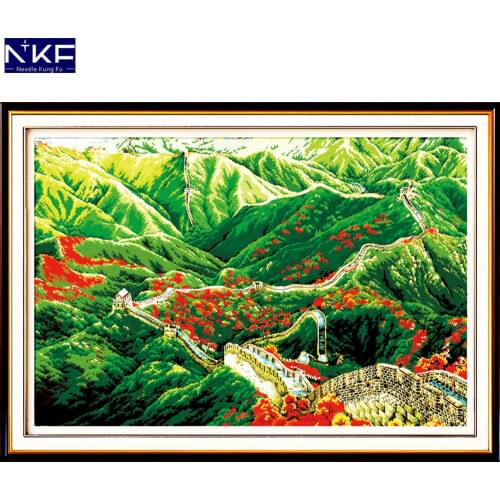NKF The Great Wall Stamped Cross Stitch Patterns DIY Kit Needlework Embroidery Sets Chinese Cross Stitch for Home Decor