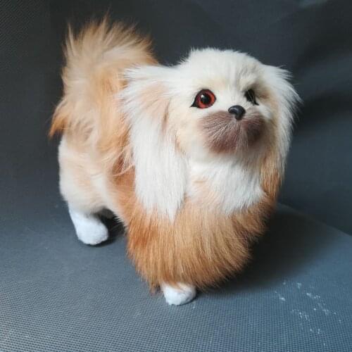 Real life toy standing dog polyethylene&furs about 16x14cm pekingese dog model home decoration toy gift d0553