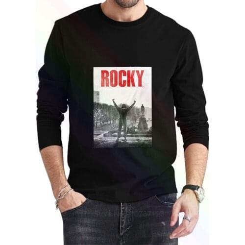 New Rocky Balboa Logo Classic Black T-Shirt 2021 Newest Summer Mens Long Sleeve Popular Tees Shirt Tops Novel Unisex