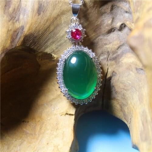 Simple Fashion Wholesale Jewelry Inlaid Green Agate Silver Plated Necklace For Woman Feature Luxury Namour Charm Gift