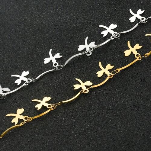 Popular Stainless Steel Dragonfly Pendant Link Chain Ladies Gold High Quality Necklace Fashion Hot Jewelry Gift