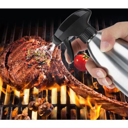 Stainless Steel Olive Pump Spray Bottle Portable Barbecue Oil Sprayer Pot Refillable Oil Outdoor BBQ Cookware Kitchen Tool