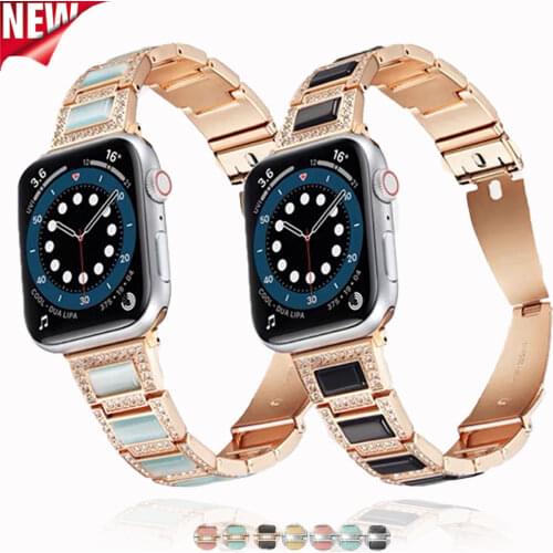 Diamond gem belt For Apple Watch series 654321SE 44mm 40mm women strap iwatch band 42mm 38mm stainless steel diamond bracelet