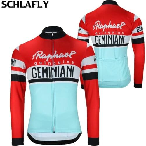 Retro cycling jersery long sleeve Classic bike winter fleece & no fleece bicycle cycling red cycling jersey Schlafly