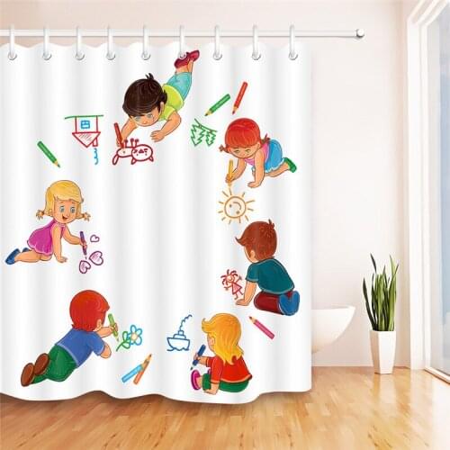 Cartoon man Fish Car Bear Tree Flower 3D Printed Shower Curtains Waterproof Polyester Fabric Bath Bathroom Curtain With Hooks