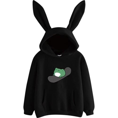 2021 Springtime Skateboard frog Kwaii Sweatshirt men and womens Hoodies Harajuku Warm Pullover girls Korean Style Hoodie
