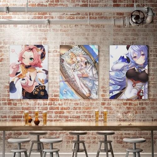 WTQ Classic Anime Game Genshin Impact Canvas Painting Poster Modern Art Bedroom Wall Decor Wall Art Picture Boy Room Home Decor