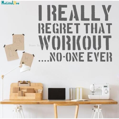 I Really Regret That Workout No-one Ever Wall Fitness Decal Quote Gym Kettlebell Crossfit Art Training Incentives Murals YT4436