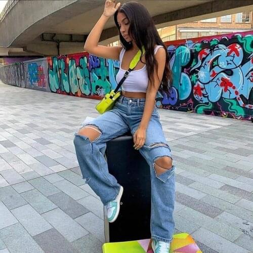 Vintage Patchwork Jeans Women Y2k Baggy Wide Leg High Waist Ripped Cargo Pants 2021 Spring Autumn New Streetwear Denim Pants